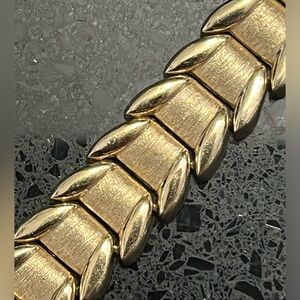 18k Gold Technibond statement shiny Brushed Stampato link bracelet vintage HSN